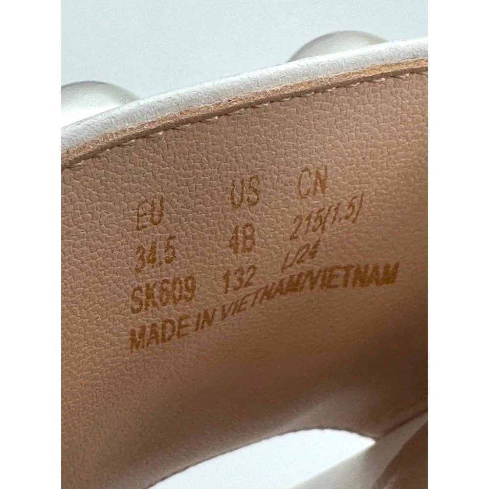 Stuart Weitzman Goldie 50 Block Slide White Pearl Sandals SK609 Size 34.5 US 4B